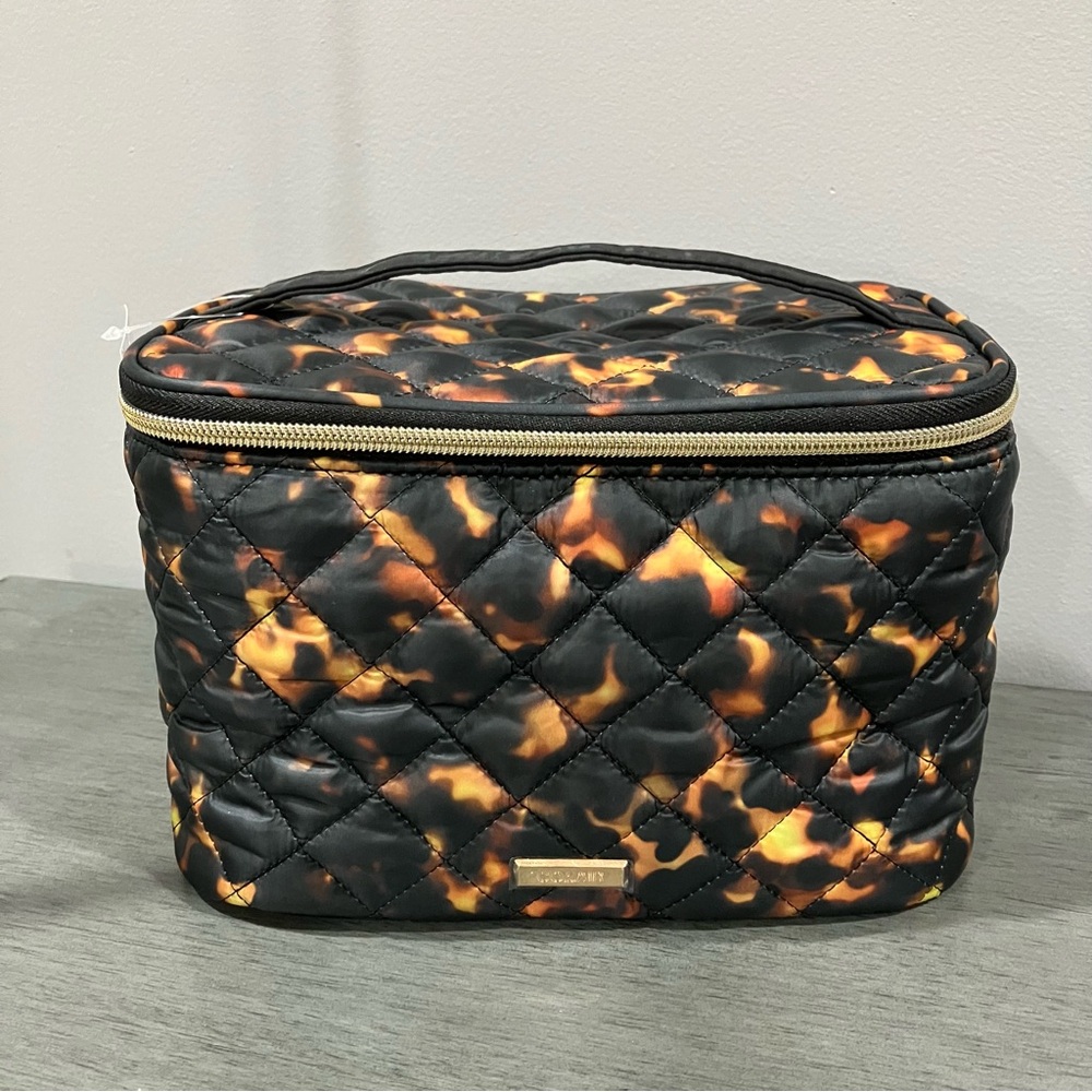 Quilted Cosmetic Train Case - Black & Amber